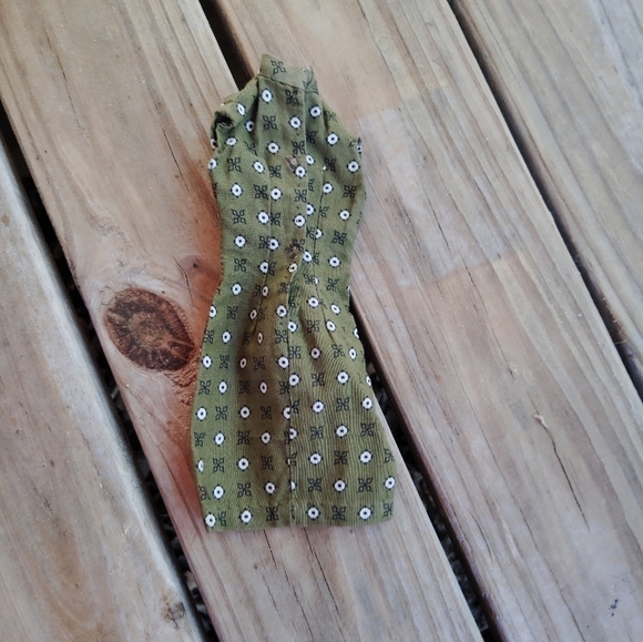 Vintage Fashion Doll Olive Green Corduroy Coat &  Dress Set OOAK Handmade - Picture 4 of 11